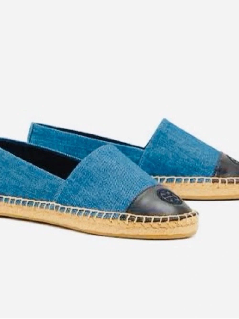 Tory Burch Blue Denim Espadrille Flats 7.5 boxed